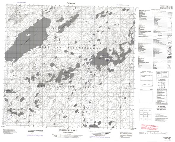 Engemann Lake Topographic Paper Map 074G15 at 1:50,000 scale