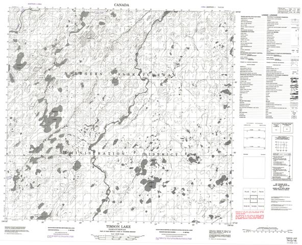 Timson Lake Topographic Paper Map 074G16 at 1:50,000 scale