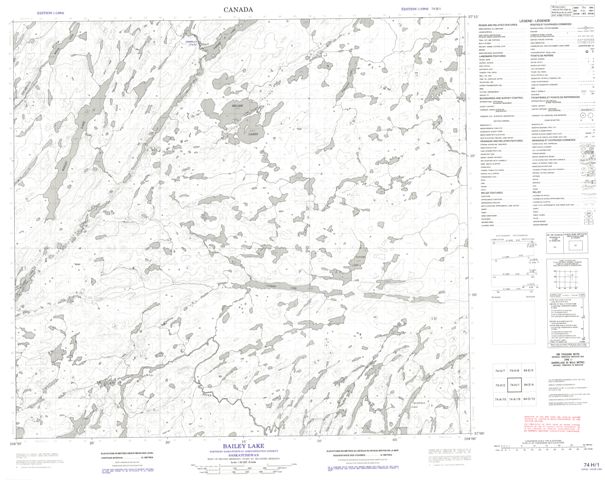 Bailey Lake Topographic Paper Map 074H01 at 1:50,000 scale