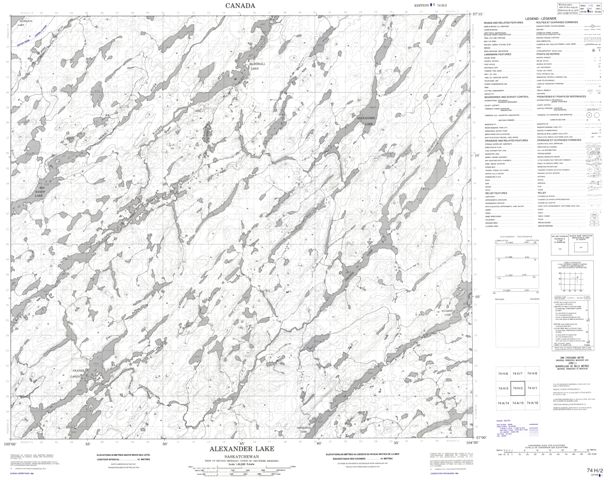 Alexander Lake Topographic Paper Map 074H02 at 1:50,000 scale