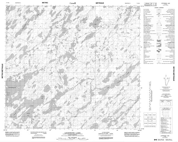 Lockwood Lake Topographic Paper Map 074H03 at 1:50,000 scale