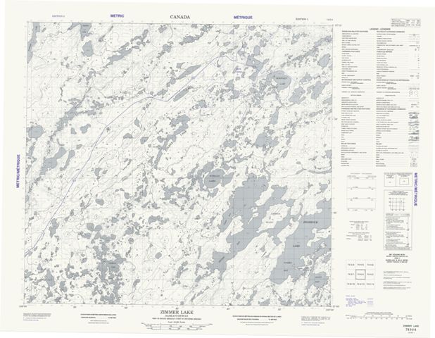 Zimmer Lake Topographic Paper Map 074H04 at 1:50,000 scale
