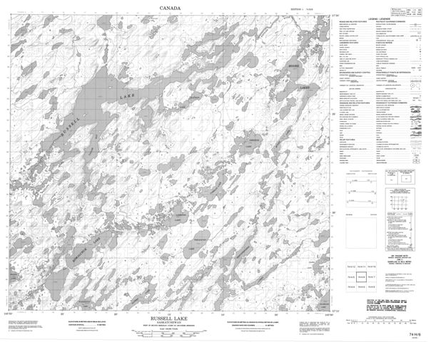 Russell Lake Topographic Paper Map 074H06 at 1:50,000 scale