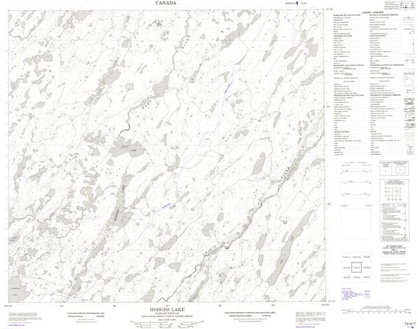 Hodges Lake Topographic Paper Map 074H07 at 1:50,000 scale