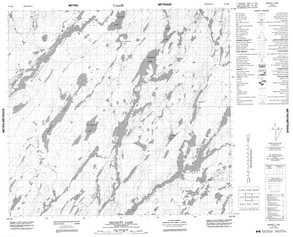 Beckett Lake Topographic Paper Map 074H08 at 1:50,000 scale