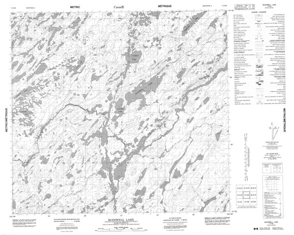 Mcdowell Lake Topographic Paper Map 074H09 at 1:50,000 scale