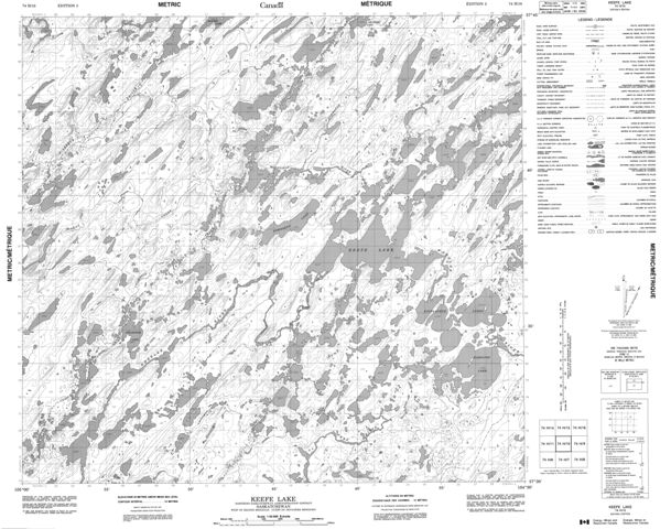 Keefe Lake Topographic Paper Map 074H10 at 1:50,000 scale