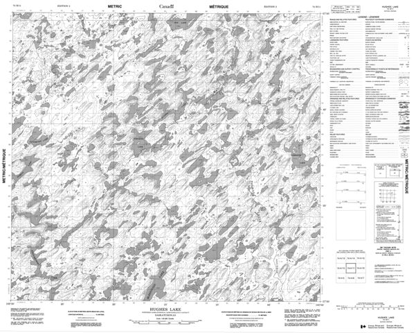 Hughes Lake Topographic Paper Map 074H11 at 1:50,000 scale