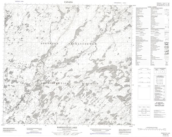Rabinovitch Lake Topographic Paper Map 074H13 at 1:50,000 scale