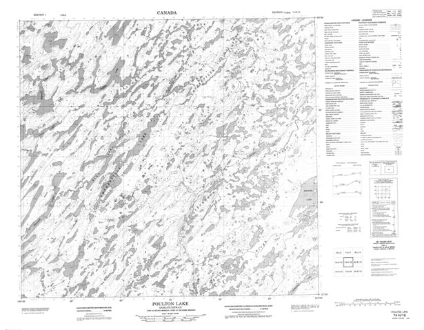 Poulton Lake Topographic Paper Map 074H16 at 1:50,000 scale