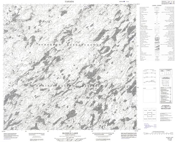 Blixrud Lake Topographic Paper Map 074I02 at 1:50,000 scale