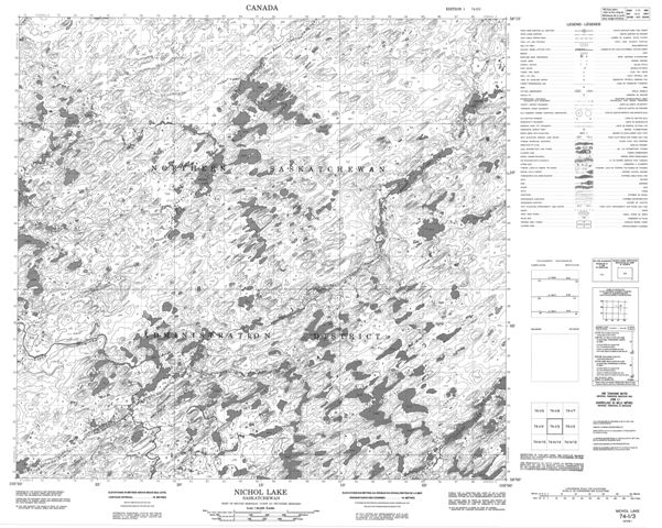 Nichol Lake Topographic Paper Map 074I03 at 1:50,000 scale