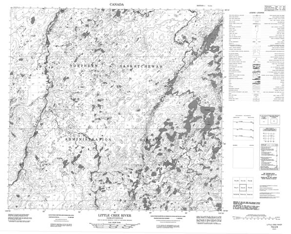 Little Cree River Topographic Paper Map 074I04 at 1:50,000 scale