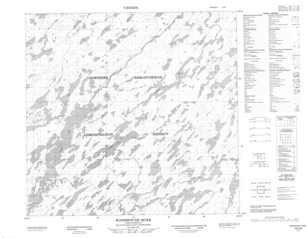 Waterfound River Topographic Paper Map 074I09 at 1:50,000 scale