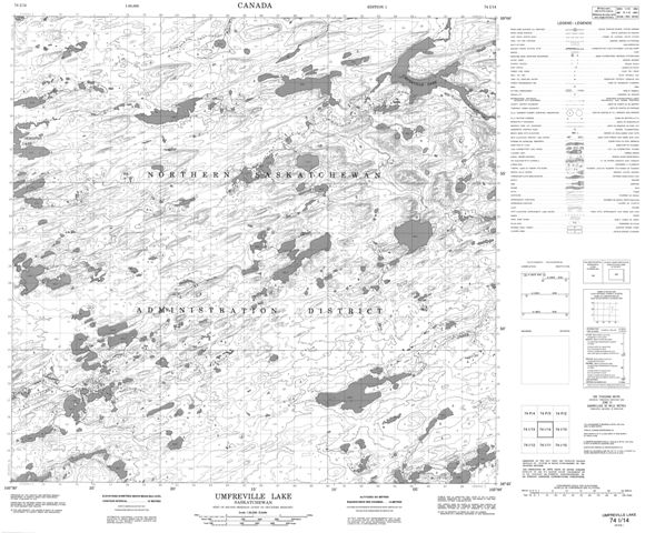 Umfreville Lake Topographic Paper Map 074I14 at 1:50,000 scale