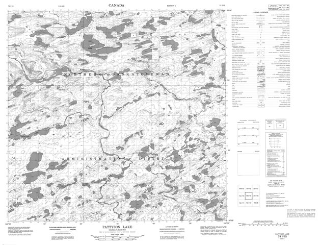 Pattyson Lake Topographic Paper Map 074I15 at 1:50,000 scale