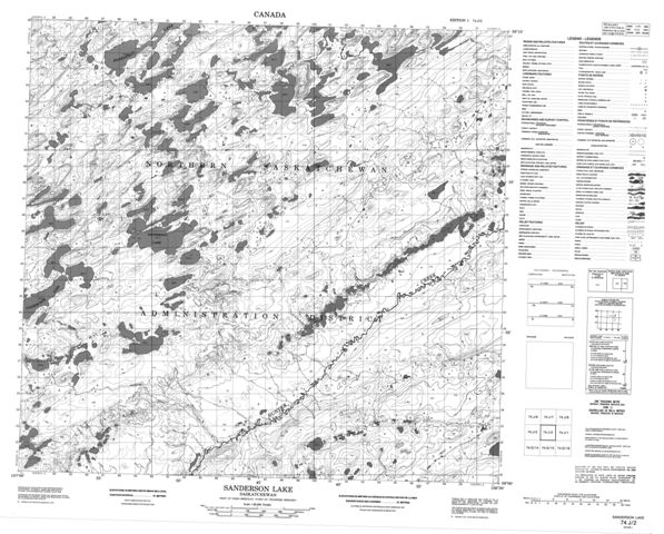 Sanderson Lake Topographic Paper Map 074J02 at 1:50,000 scale