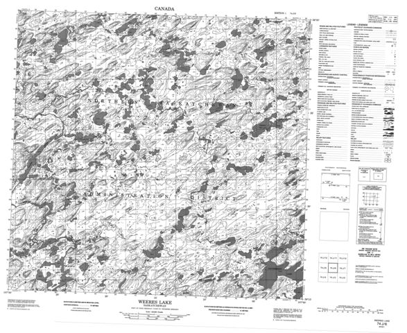 Weeres Lake Topographic Paper Map 074J06 at 1:50,000 scale