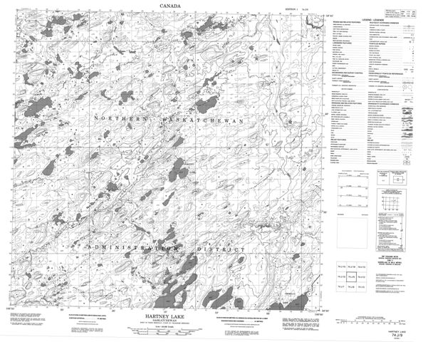 Hartney Lake Topographic Paper Map 074J09 at 1:50,000 scale