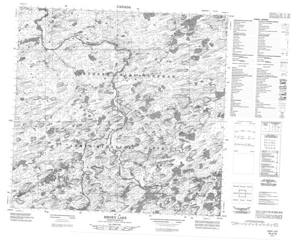 Birney Lake Topographic Paper Map 074J12 at 1:50,000 scale