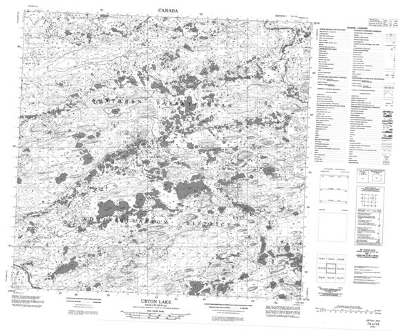 Urton Lake Topographic Paper Map 074J13 at 1:50,000 scale