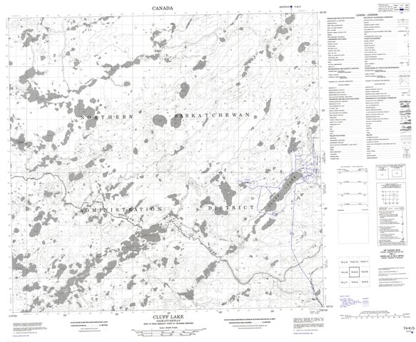 Cluff Lake Topographic Paper Map 074K05 at 1:50,000 scale