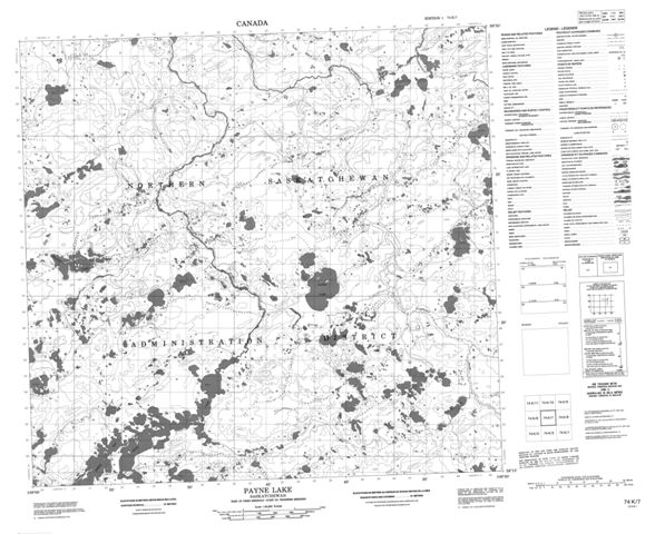Payne Lake Topographic Paper Map 074K07 at 1:50,000 scale