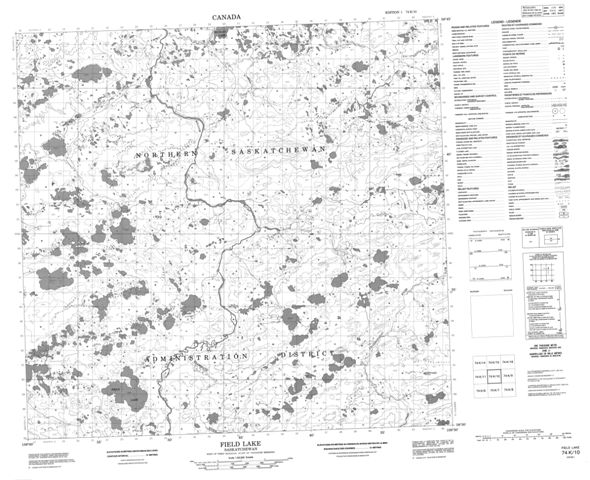 Field Lake Topographic Paper Map 074K10 at 1:50,000 scale