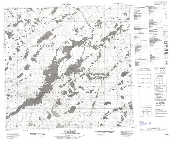 Tuma Lake Topographic Paper Map 074K11 at 1:50,000 scale