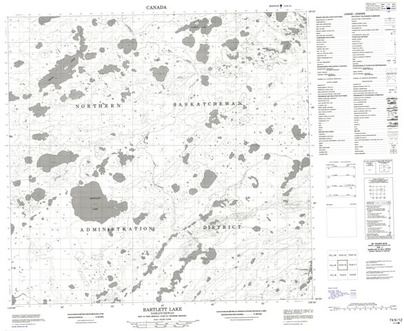 Bartlett Lake Topographic Paper Map 074K12 at 1:50,000 scale