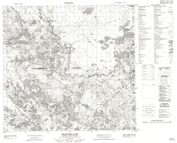 Brander Lake Topographic Paper Map 074L08 at 1:50,000 scale