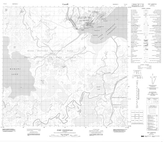 Fort Chipewyan Topographic Paper Map 074L11 at 1:50,000 scale