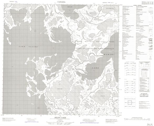 Hilda Lake Topographic Paper Map 074L12 at 1:50,000 scale