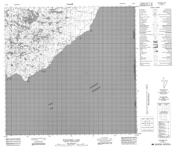 Winnifred Lake Topographic Paper Map 074M01 at 1:50,000 scale