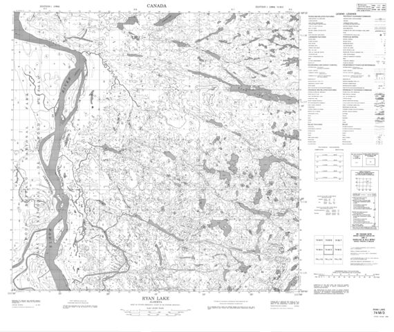 Ryan Lake Topographic Paper Map 074M03 at 1:50,000 scale