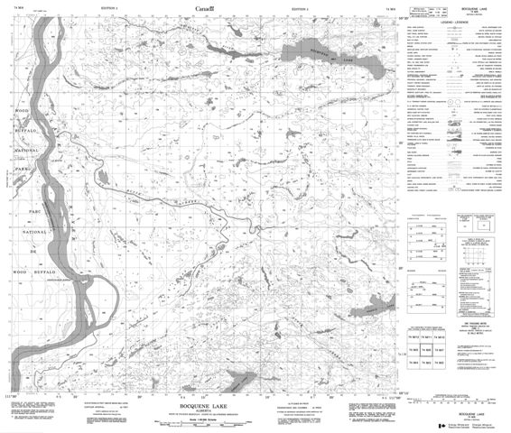 Bocquene Lake Topographic Paper Map 074M06 at 1:50,000 scale