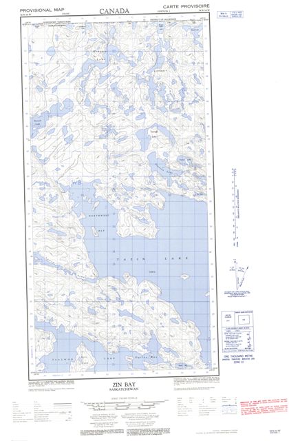 Zin Bay Topographic Paper Map 074N14W at 1:50,000 scale