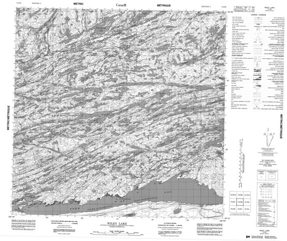 Wiley Lake Topographic Paper Map 074O08 at 1:50,000 scale