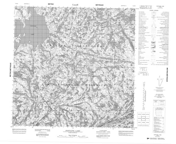 Fontaine Lake Topographic Paper Map 074O09 at 1:50,000 scale