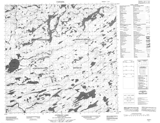 Cyprian Lake Topographic Paper Map 074P01 at 1:50,000 scale
