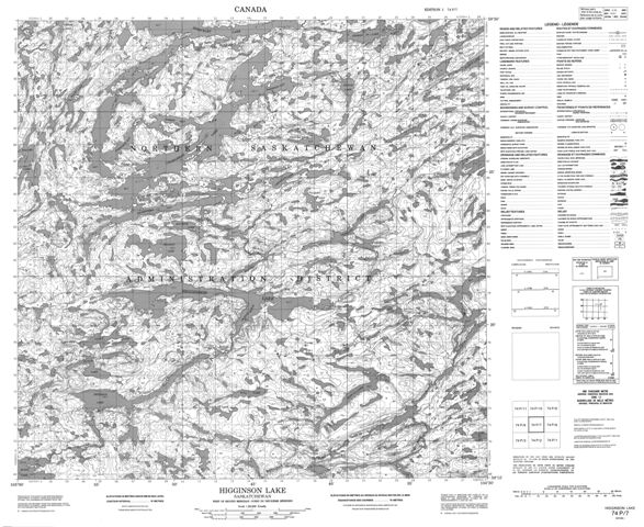 Higginson Lake Topographic Paper Map 074P07 at 1:50,000 scale