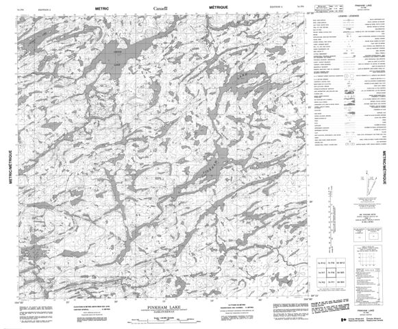 Pinkham Lake Topographic Paper Map 074P08 at 1:50,000 scale