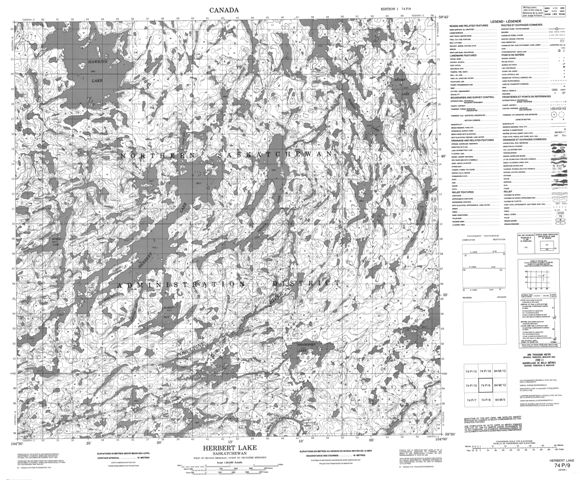Herbert Lake Topographic Paper Map 074P09 at 1:50,000 scale