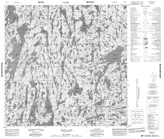 Young Lake Topographic Paper Map 074P10 at 1:50,000 scale
