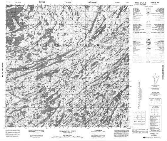 Chambeuil Lake Topographic Paper Map 074P11 at 1:50,000 scale