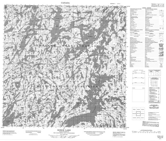 Dodge Lake Topographic Paper Map 074P13 at 1:50,000 scale