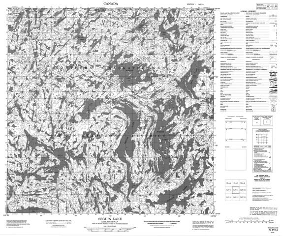 Seguin Lake Topographic Paper Map 074P14 at 1:50,000 scale