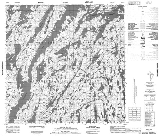 Gaste Lake Topographic Paper Map 074P15 at 1:50,000 scale