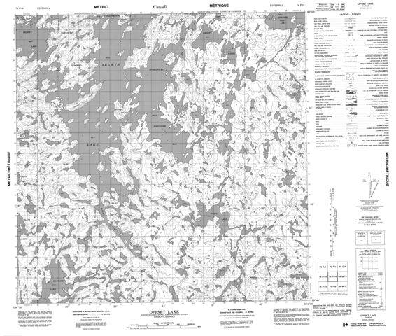 Offset Lake Topographic Paper Map 074P16 at 1:50,000 scale