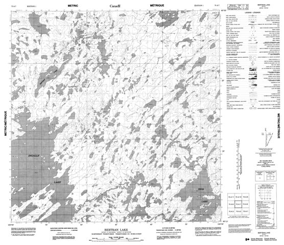 Bertran Lake Topographic Paper Map 075A07 at 1:50,000 scale